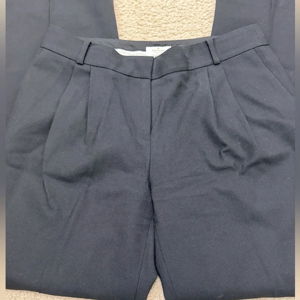 Kate Spade Live Colorfully Wool Black High Rise Straight Leg Dress Pants Sz 4